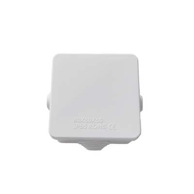 Caja de Derivación-Conexión para Exterior IP55 con 7 Entradas / 80 x 80 x 50 mm / Sellado Seguro con Empaque + 4 Tornillos / Resiste Agua, Polvo y Sol Directo