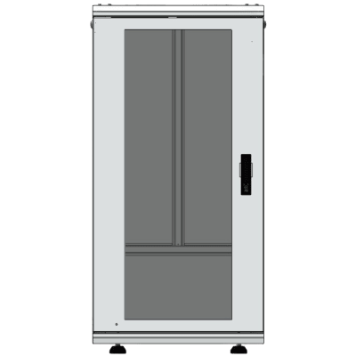 Gabinete Rack 24 Unidades / 19 Pulgadas / Puerta de Cristal / Piso / Acero Calibres 16-18-20 / 750 Kg Carga / 600x605x1190 mm (23.6x23.8x46.9 in) / Vidrio con Cerradura, Niveladores Incluidos