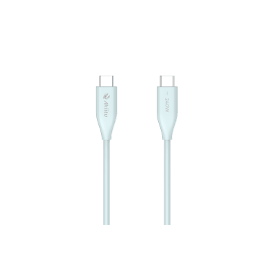 Cable de Carga USB-C a C 1.5 Metros / Potencia 240W / Velocidad Transferencia 480 Mbps / Tecnología GaN (Nitruro de Galio) / Fast-Charging / Material Silicona No Tóxica /  Conector Aluminio Anodizado